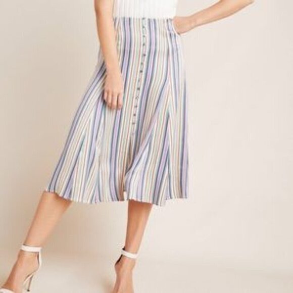 Anthropologie Maeve Freya Striped Midi Skirt Size 6 - Picture 1 of 10